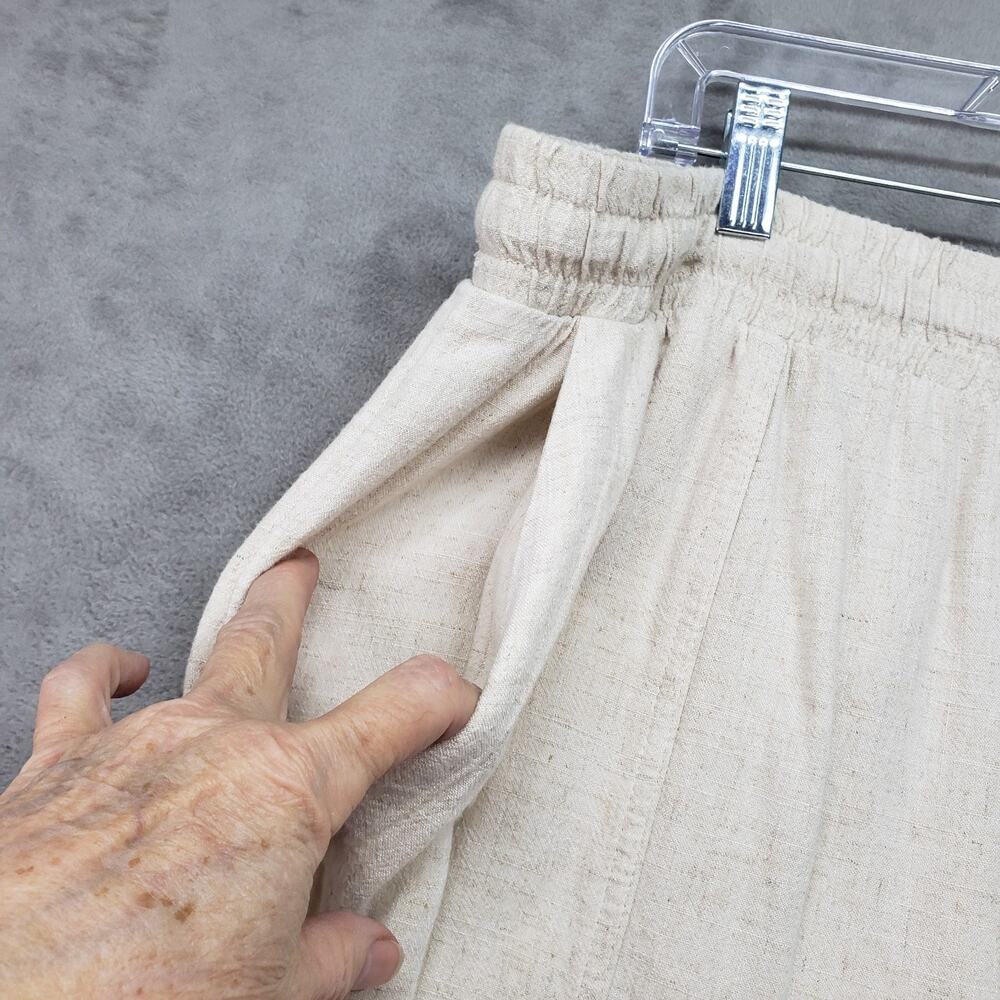 Falls Creek Womens 1X Beige Linen Blend Lounge Pants Wide Leg Drawstring NWT - Picture 6 of 15